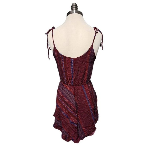 Culture Shop Tie Spaghetti Strap Dress Red Blue Pattern Sundress - Picture 3 of 7
